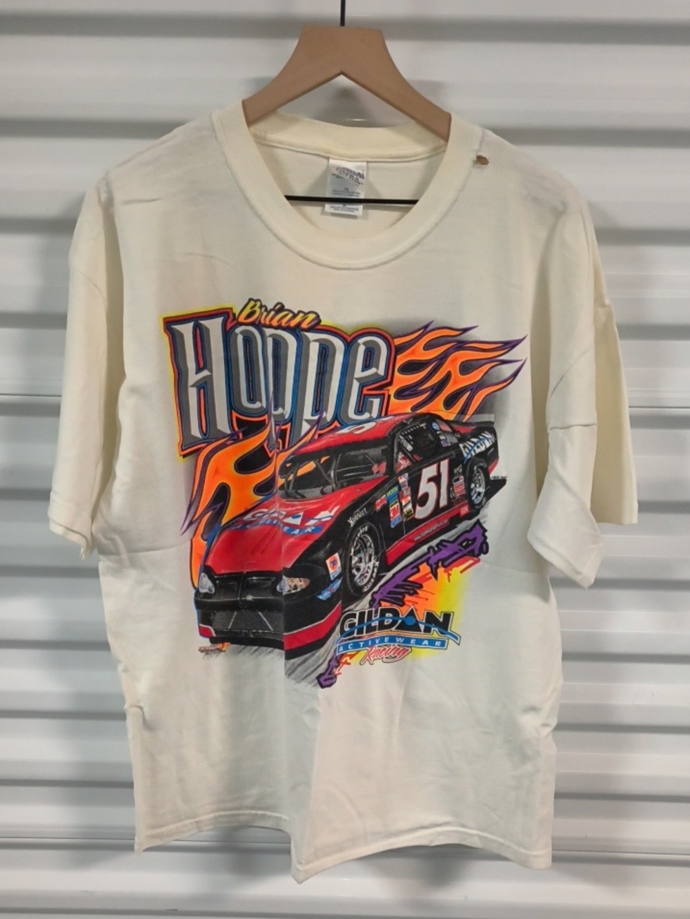 Vtg Brian Hoppe Gildan Activewear Racing Crewneck Short Sleeve T-Shirt Mens XL